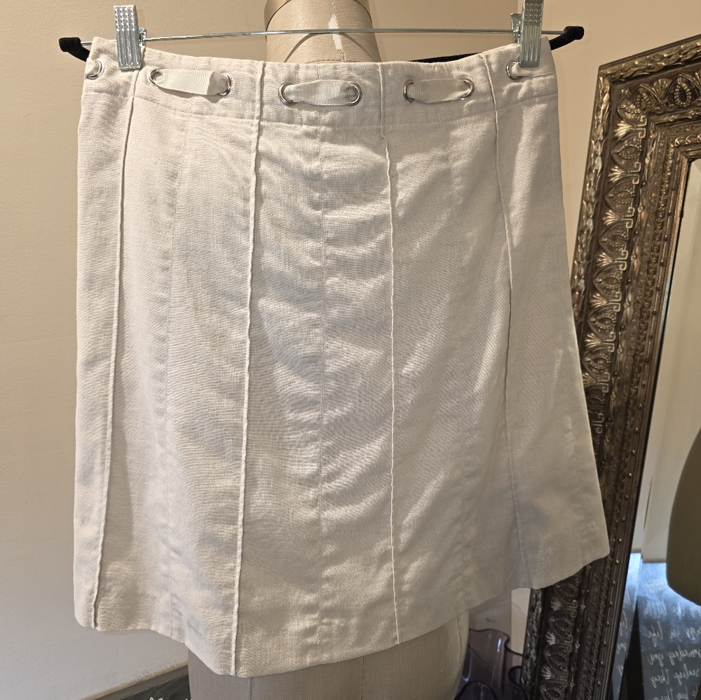 Christopher & Banks Light Cream A-Line Linen/Cotton Blend Skirt. Sz 6.  EUC.